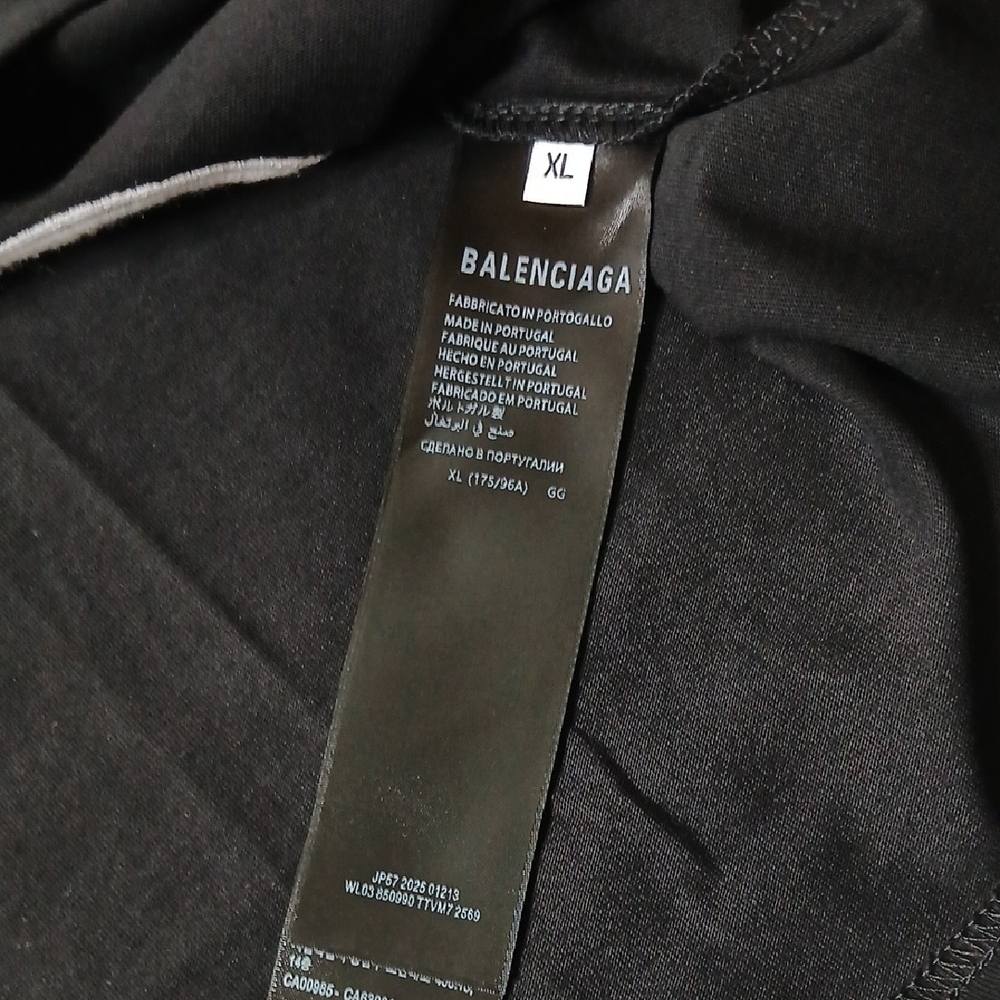 Balenciaga Black Tee with Embroided White Script - Picture 3 of 4